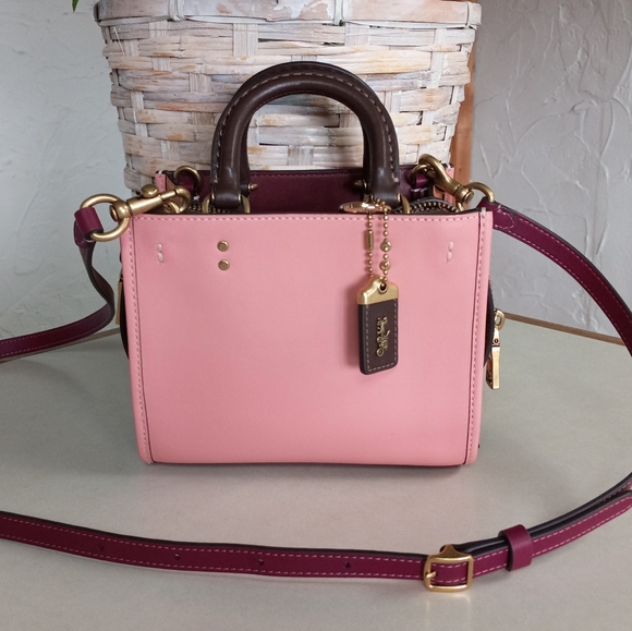 Coach Rogue 17, 2 way Tote with Shoulder Strap Pink Leather - Picture 5 of 11